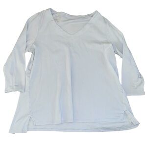 J Jill Light Blue V-Neck 3/4 Sleeve Tunic Top